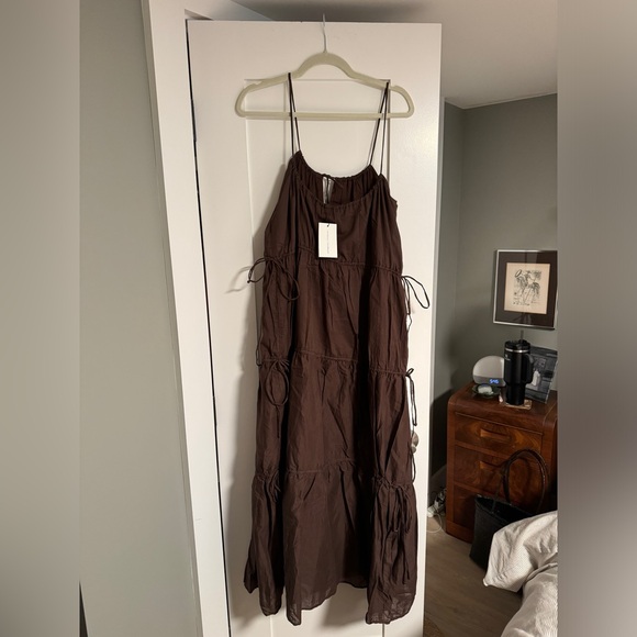 NWT Faithful The Brand Henri Gathered Tiered Cotton-voile Dress - Picture 6 of 9